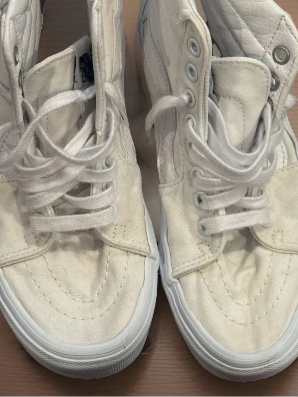 Vans SK8 Canvas High Triple White Top Skate Shoes Mens 4.5 Womens 6
